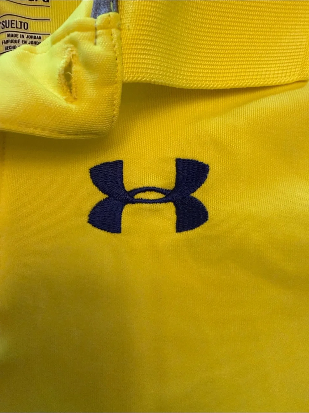 Under Armour Boys Bright Yellow Polo with Blue Trim